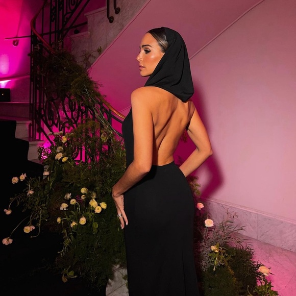 Zara Black Open Back Hooded Dress ZW Collection